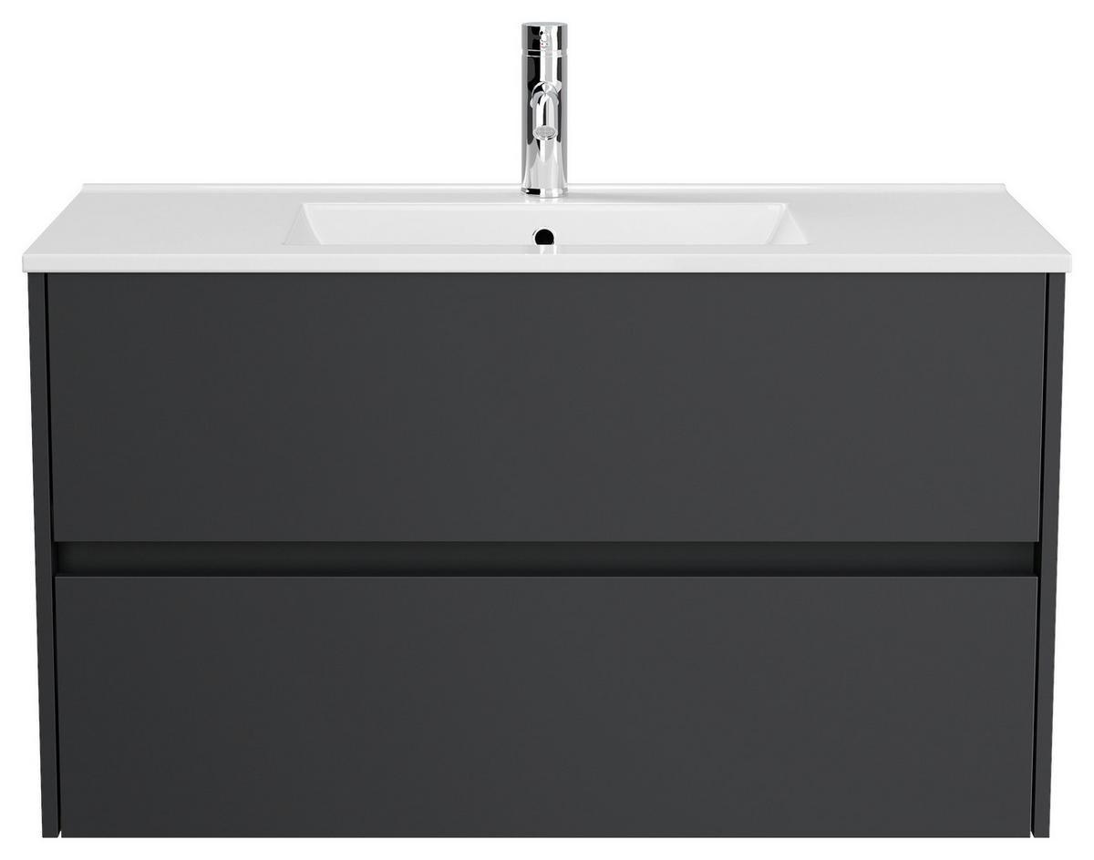 Waschtischkombi Limes Graphitfarben B: 101 cm - Graphitfarben/Weiß, MODERN, Keramik/Holzwerkstoff (101/58,6/47cm) - MID.YOU