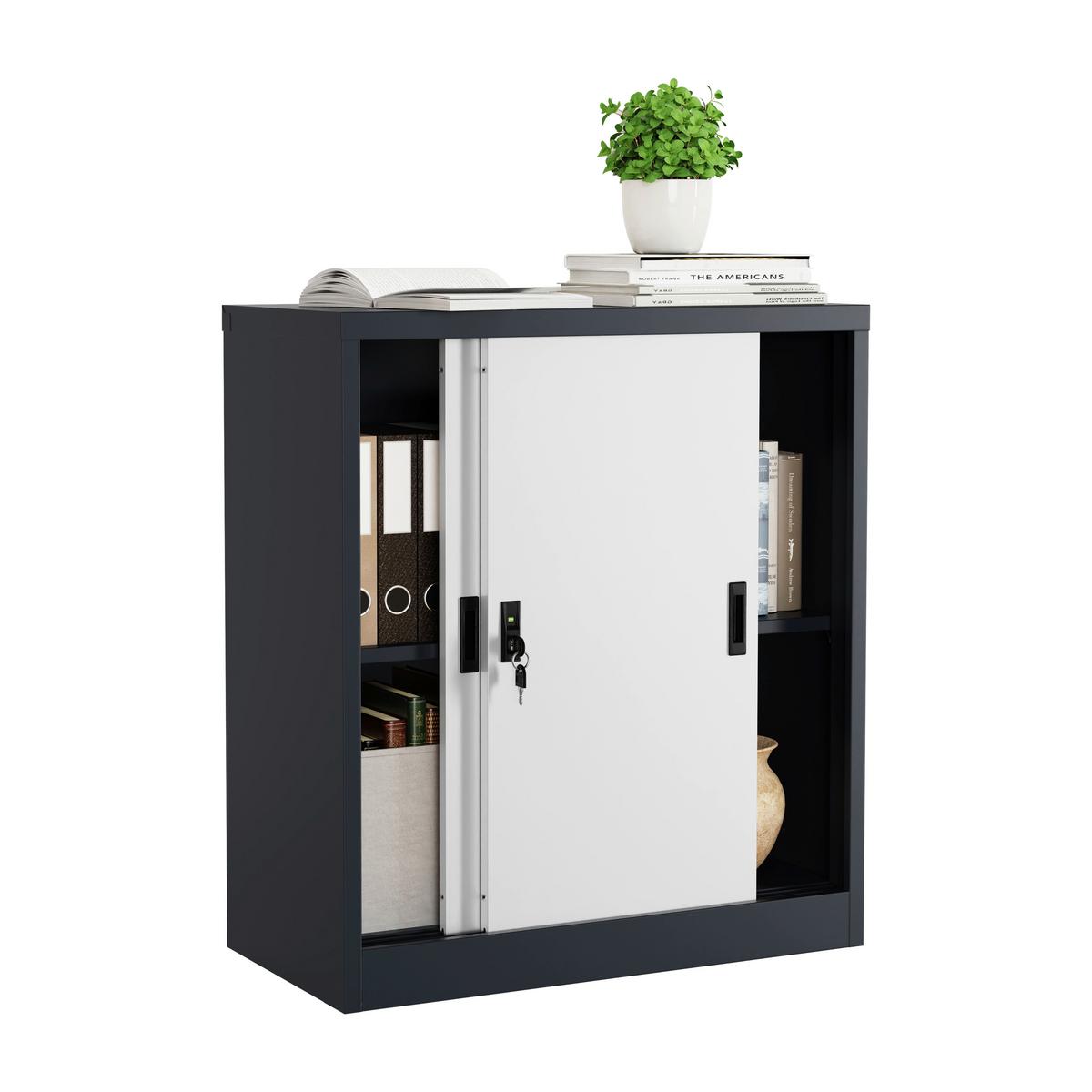 Aktenschrank Malivo Weiß/Anthrazit B: 80cm - Anthrazit/Weiß, KONVENTIONELL, Metall (80/90/40cm) - MID.YOU