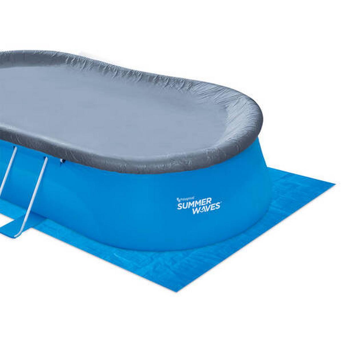 Aufstellpool Oval mit Leiter L: 305 cm - Blau, KONVENTIONELL, Kunststoff (305/107/549cm)