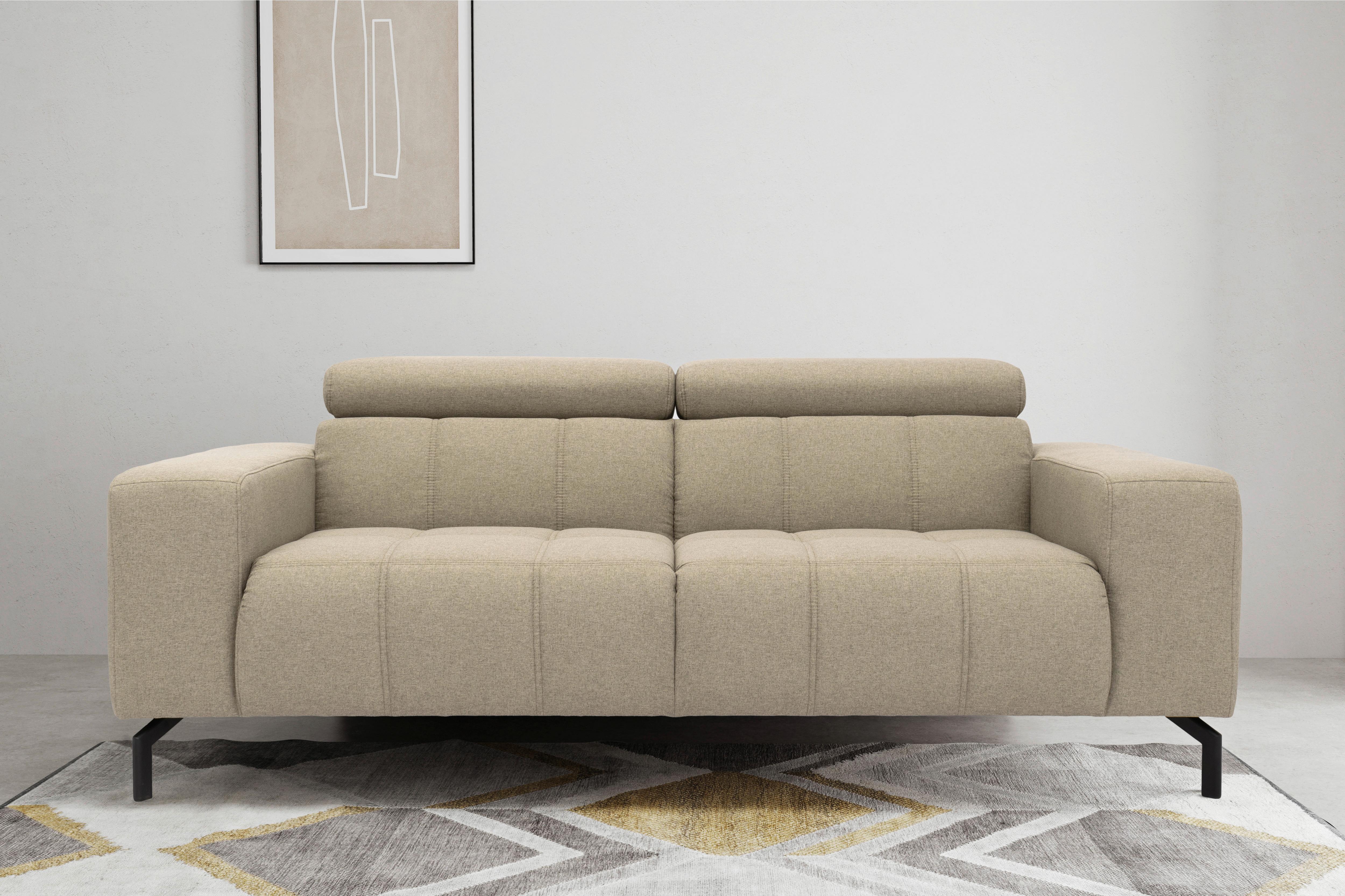2-sitzer-sofa Cunelli Schlammfarben Webstoff - Schlammfarben/Schwarz, Design, Textil (208/79/104cm) - MID.YOU