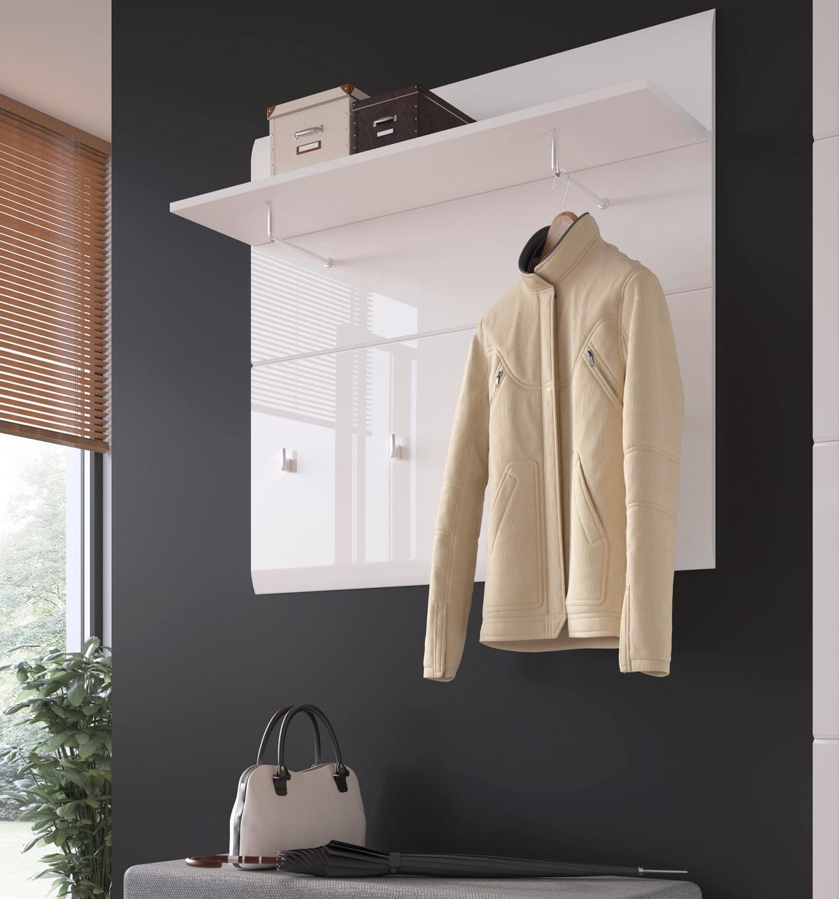 Garderobenpaneel Merano Weiß B: 96 Cm - MODERN, Holzwerkstoff (96/90/25cm)