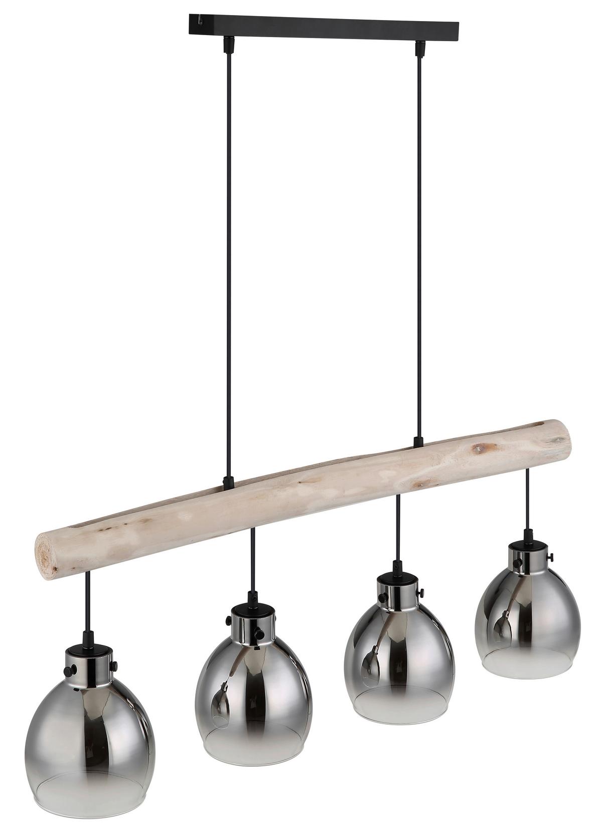 Hängeleuchte 15628-4 - Schwarz/Naturfarben, Natur, Glas/Holz (82,5/15/140cm) - Globo