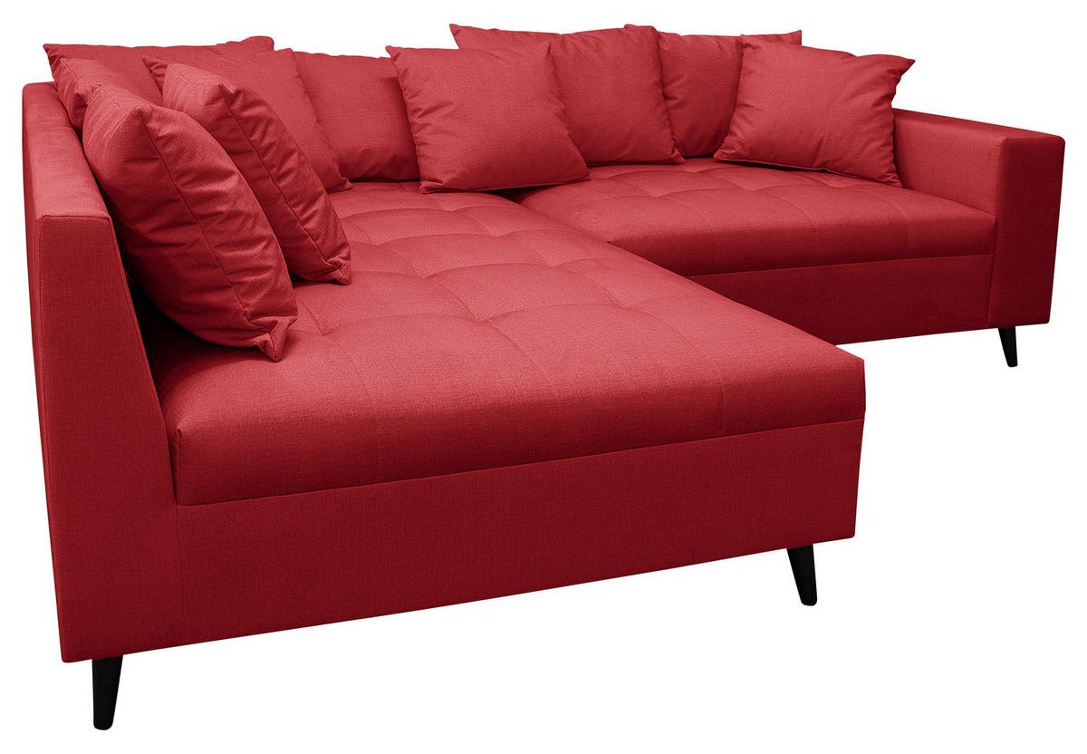 Ecksofa Pruno, Rot S: 174x247 Cm - Rot/Schwarz, Design, Textil (174/247cm) - MID.YOU