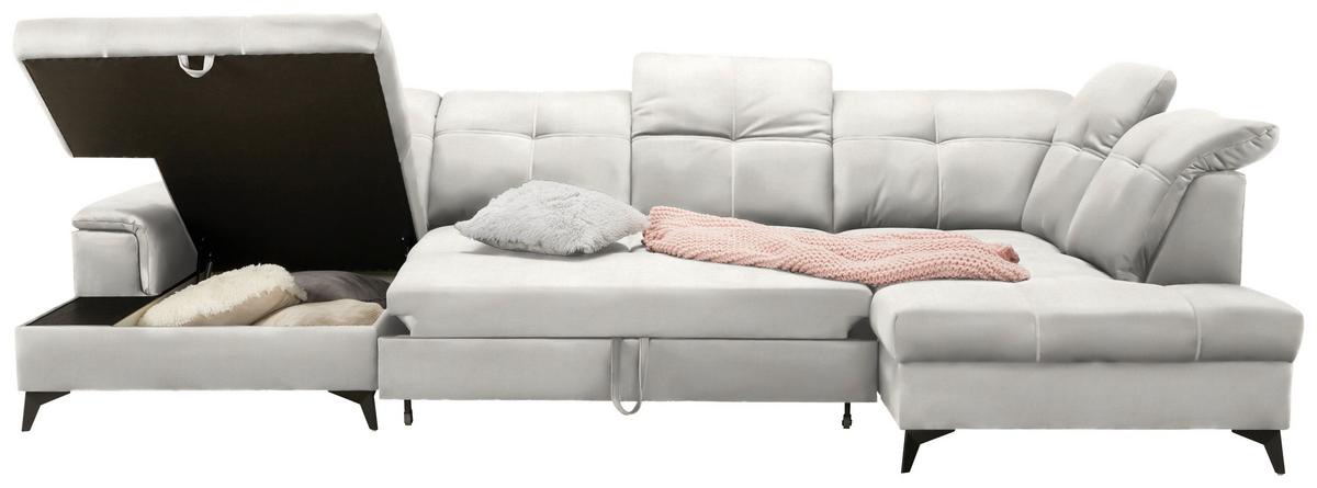 Rohová sedačka U SIERRA, pravá, béžová CLOUD - černá/béžová, Moderní, kov/textil (181/364/230cm) - Mömax