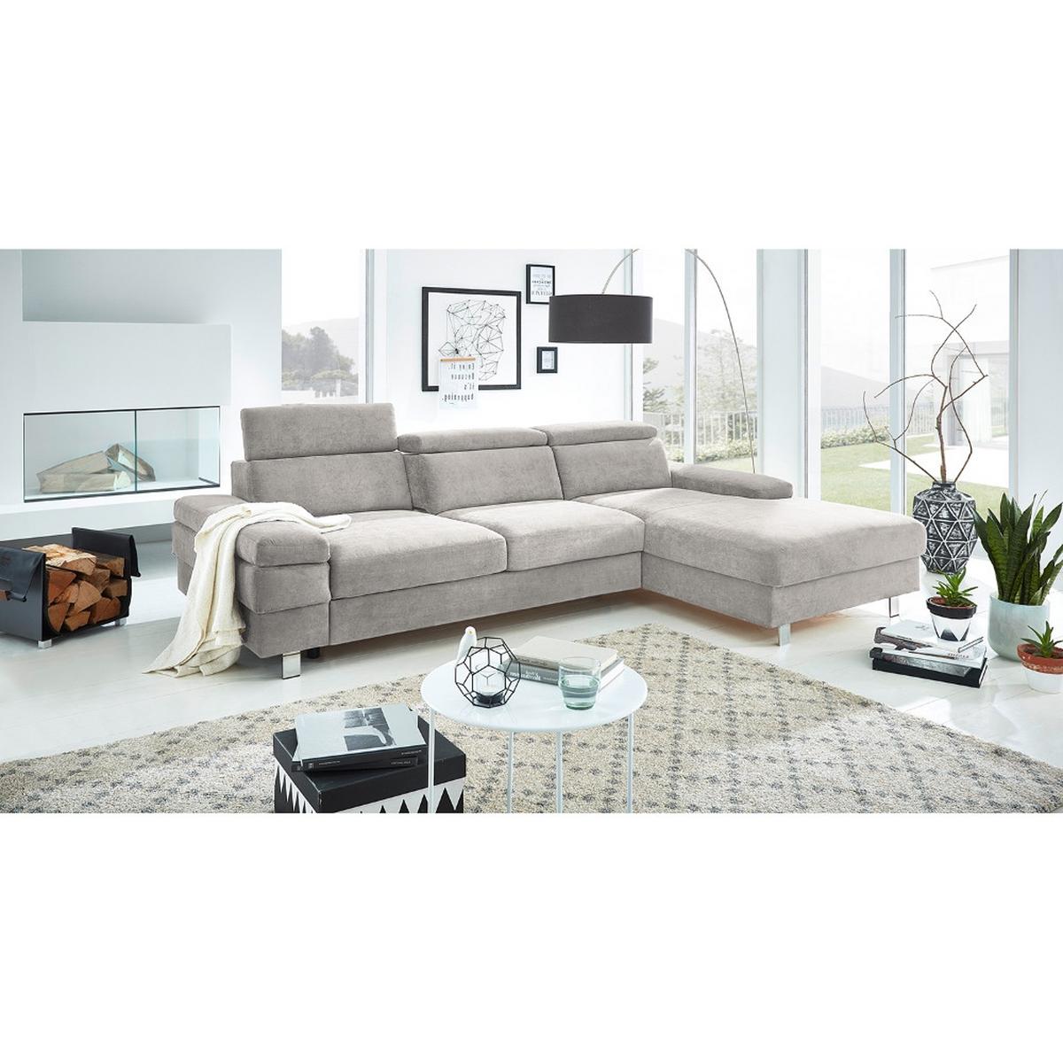 Ecksofa Elvis Silberfarben S: 259x182 Cm - Silberfarben, KONVENTIONELL, Textil (259/182cm) - Trendmanufaktur