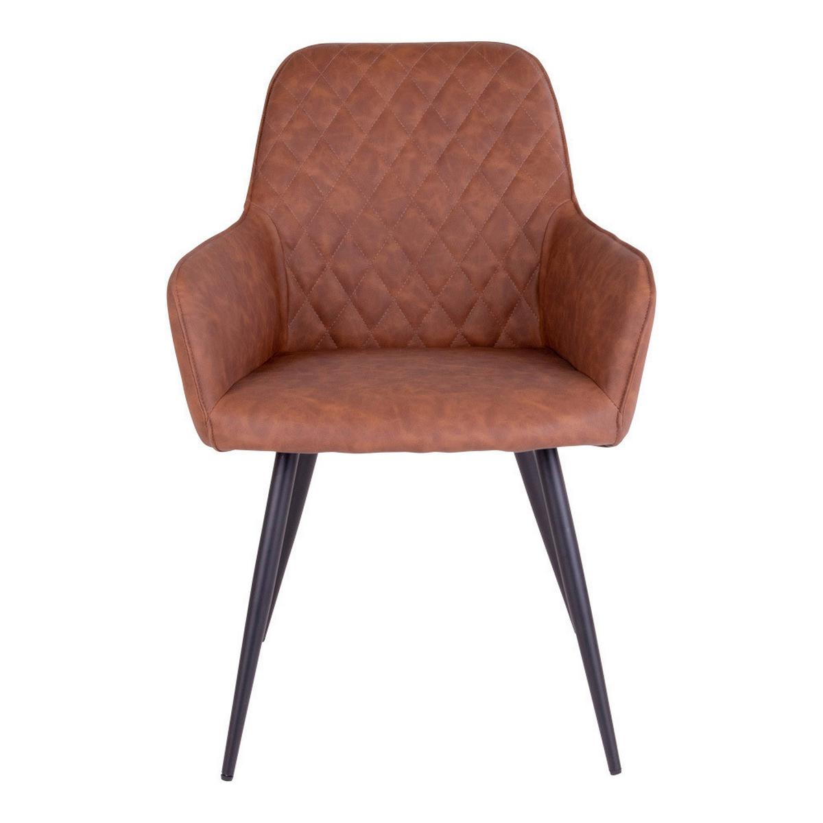 Armlehnstuhl-Set Harbo Cognac B: 57 cm - Cognac/Schwarz, MODERN, Textil/Metall (57/87/65cm) - MID.YOU