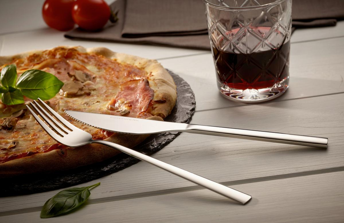 Pizzabesteckset 4-teilig Für 2 Personen - Silberfarben, Basics, Metall (23cm) - Echtwerk