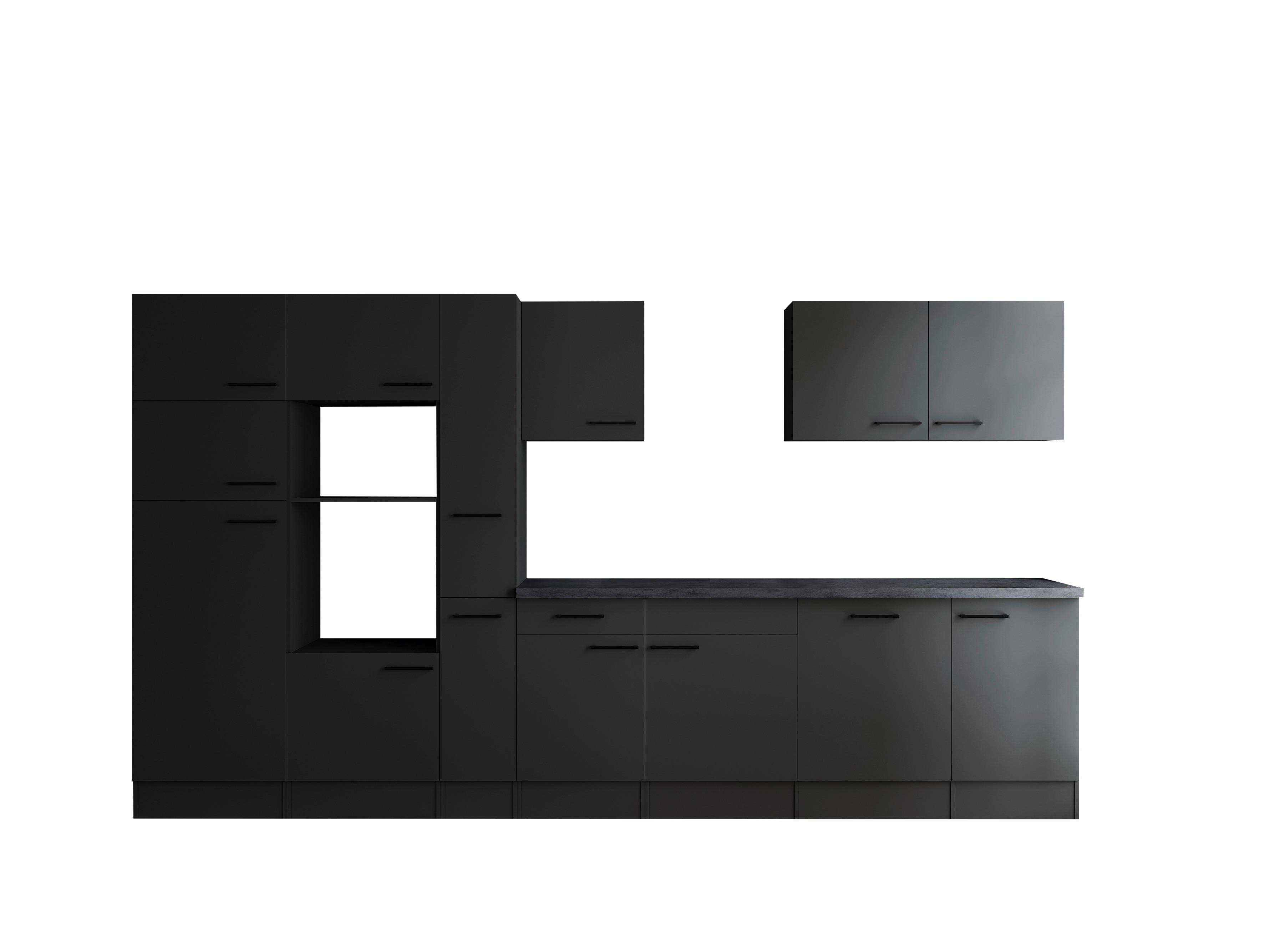 Küchenleerblock Oliver Dunkelgrau B: 370 Cm - Dunkelgrau/Grau, Design, Holzwerkstoff (370cm) - Respekta