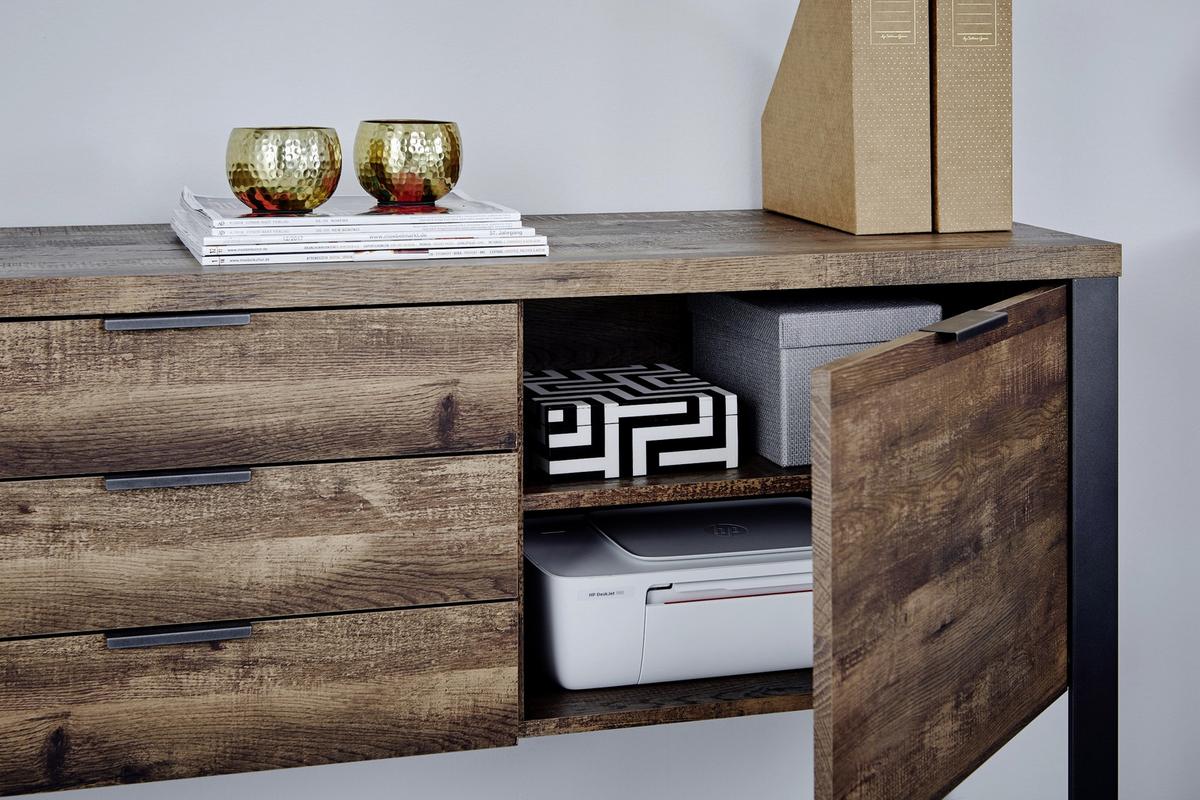 Sideboard Loop Sb 180 Ecihefarben/Schwarz B: 180 cm - Eichefarben/Anthrazit, Design, Holzwerkstoff/Metall (180/76,2/39,5cm)