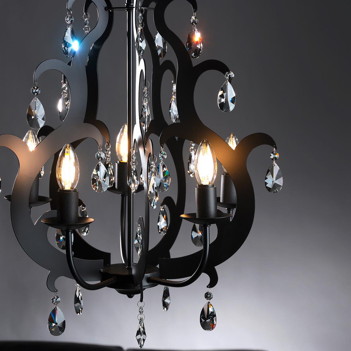 Kronleuchter 4703/5n - Schwarz, Trend, Glas/Metall (45/110cm)