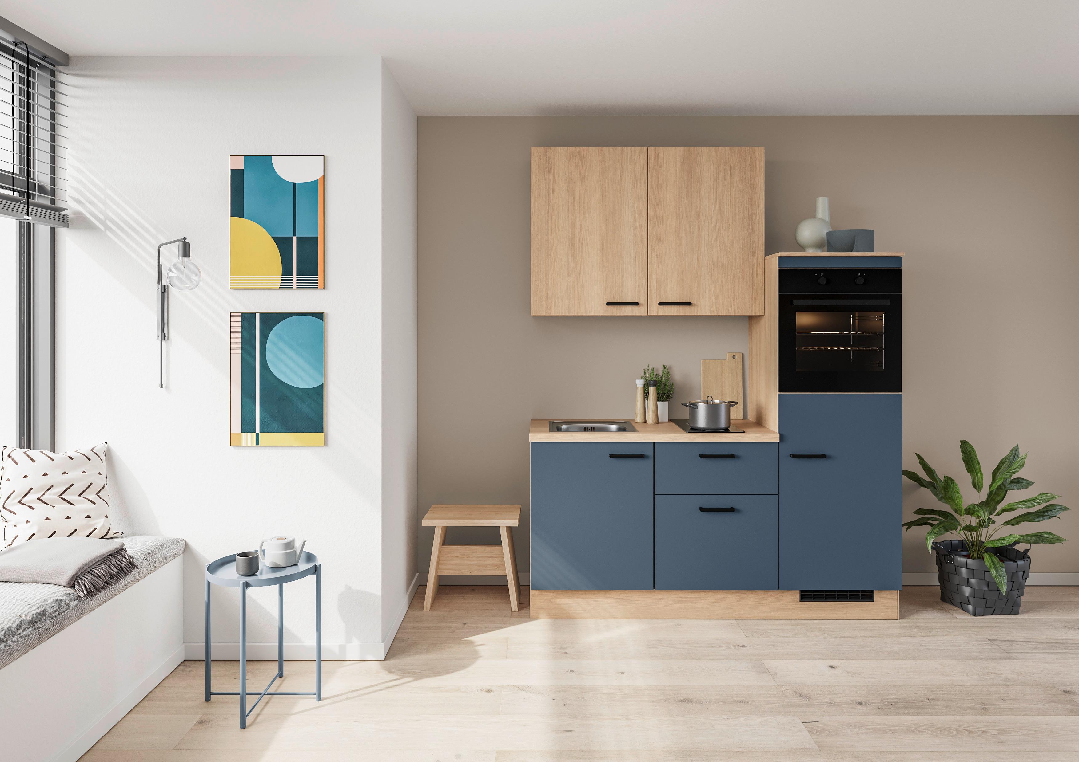 Küchenblock Ip 1200 - Blau/Eichefarben, Trend (180cm) - Impuls