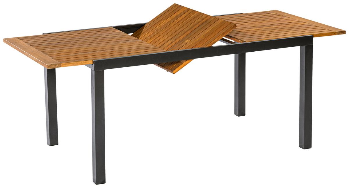 Gartengarnitur 9-Tlg. Tilos Aus Echtholz - Schwarz/Grau, KONVENTIONELL, Holz/Textil - Gardenson