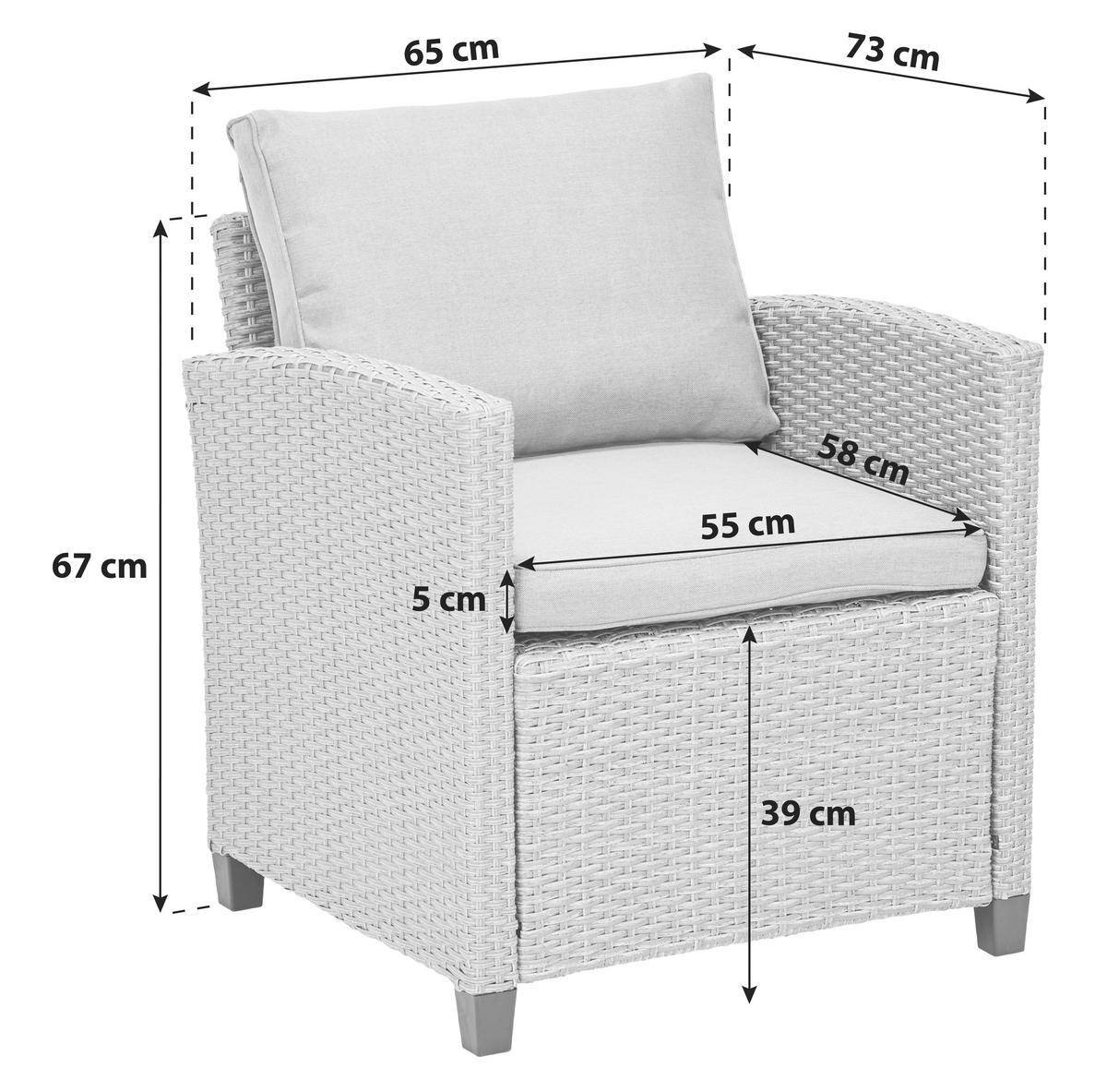 Loungesessel Porto In Rattan-Optik Mit Kissen - Braun/Grau, MODERN, Kunststoff/Textil (65/67/73cm) - Ondega
