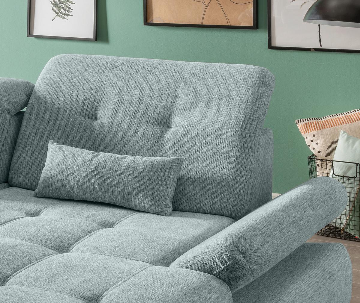 Ecksofa Dalida Blau S: 300x196 cm - Chromfarben/Blau, Design, Textil (300/196cm) - Livetastic