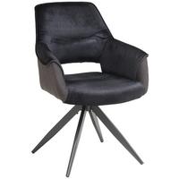 Armlehnstuhl Kiran Samt Dunkelgrau, B: 62 Cm - Dunkelgrau/Schwarz, KONVENTIONELL, Textil/Metall (62/86/64cm) - MID.YOU