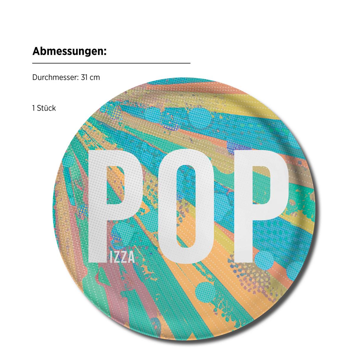 Pizzatellerset Porzellan 4 tlg. D: 31 cm - Blau/Rot, Basics, Keramik (31/2cm) - Mäser