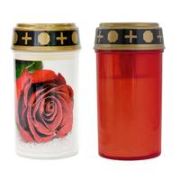 Grabkerze Gideon - Rot/Weiß, KONVENTIONELL, Kunststoff/Metall (7,3/13,4cm) - Ondega