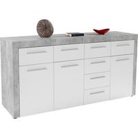 Kommode B 194cm Focus Beton Optik/Weiß - Schwarz/Weiß, MODERN, Holzwerkstoff (194/86/45cm)