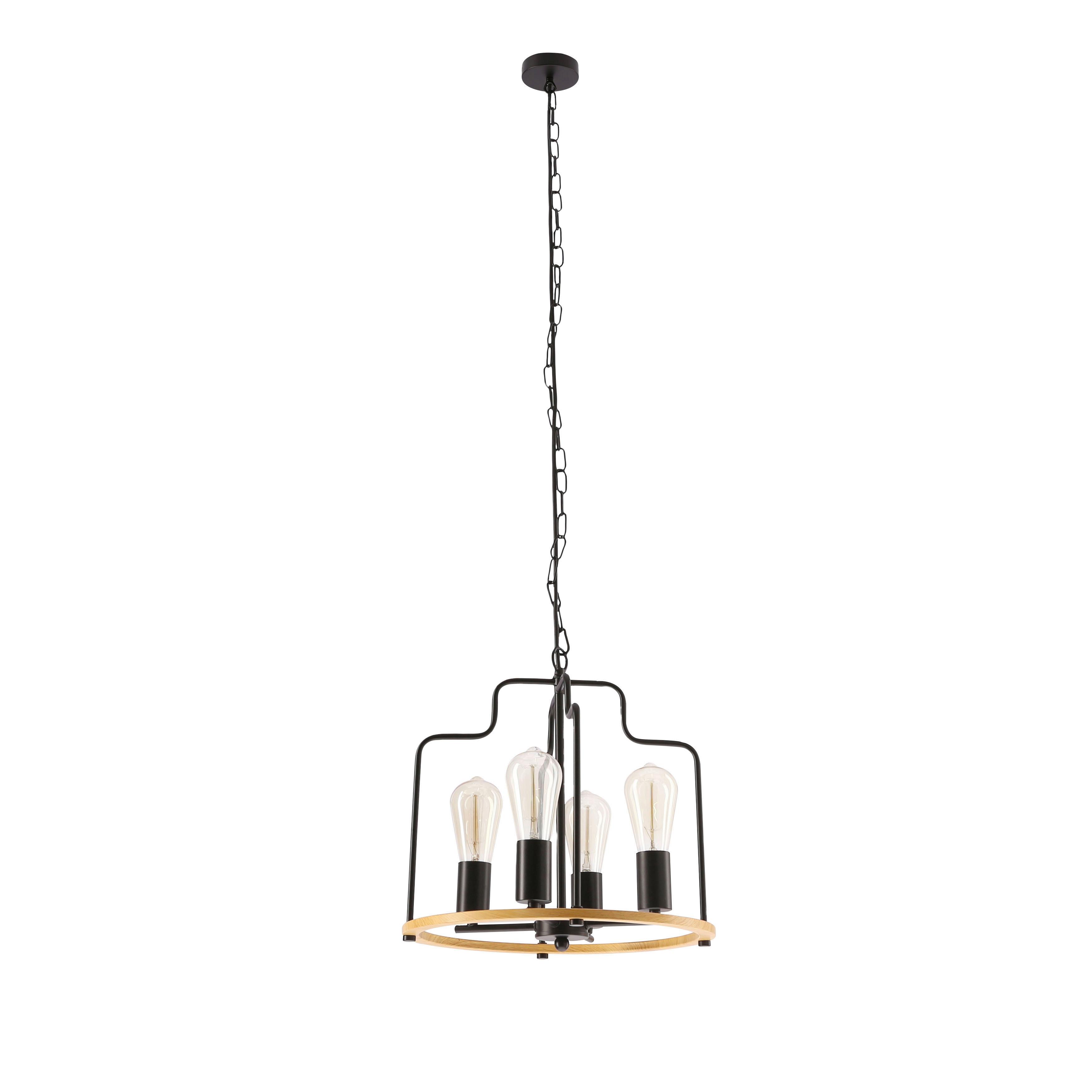 PENDELLEUCHTE 34-29690 DATUS - Eichefarben/Schwarz, KONVENTIONELL, Metall (36/36/135cm)