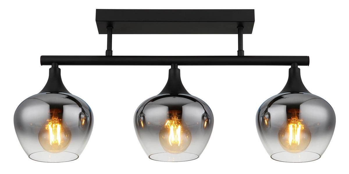 Deckenleuchte 15548-3D1 - Schwarz, Design, Glas/Metall (65/15/28,5cm) - Globo