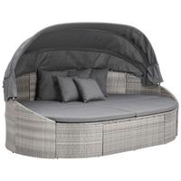 Sonneninsel Kuba Grau Aus Polyrattan, Verstellbares Dach - Grau, MODERN, Kunststoff/Textil (230/145/140cm) - Ambia Garden