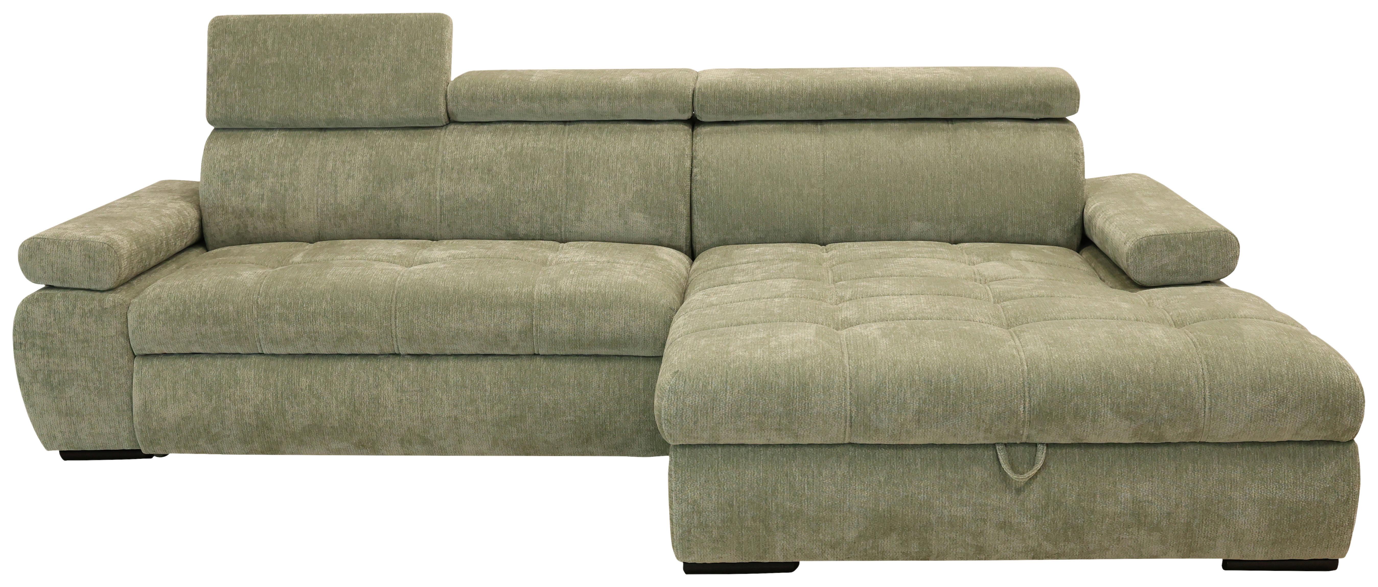 Rohová sedačka VEGAS, pravá, šalvějově zelená žinylka - černá, Design, dřevo/textil (294/173cm)