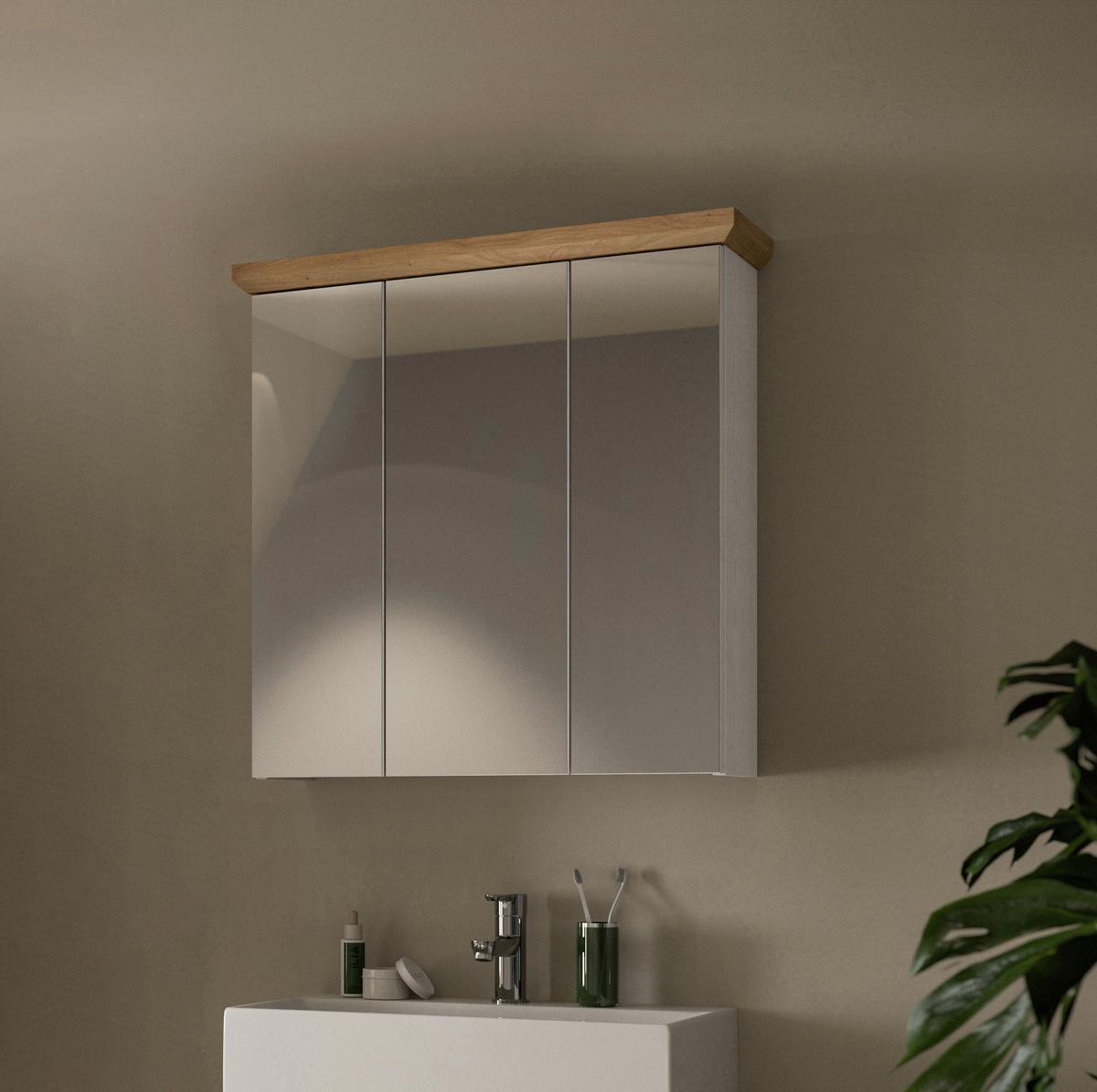 SPIEGELSCHRANK Verona Lärchefarben B: 69cm - Lärchefarben, Trend, Glas/Holzwerkstoff (69/71/21cm) - MID.YOU