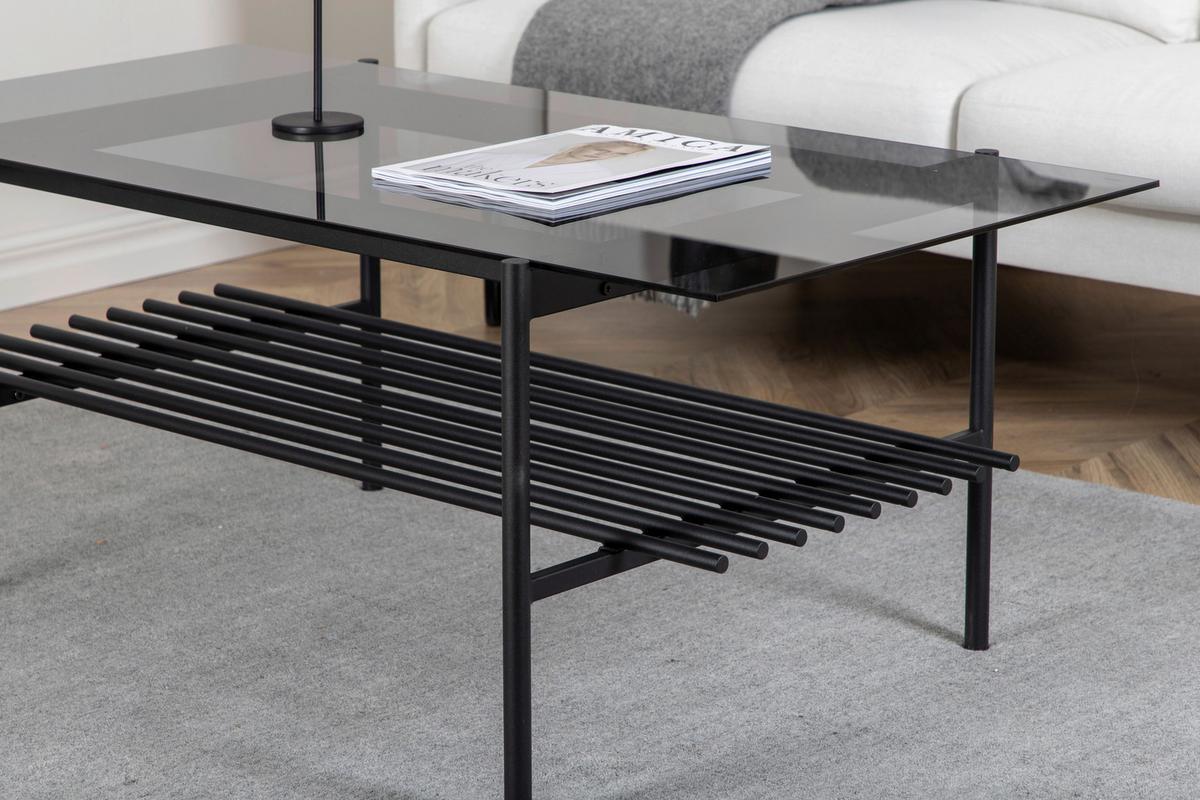 Couchtisch Von Staf - Schwarz, Design, Glas/Metall (120/60/48cm) - Livetastic