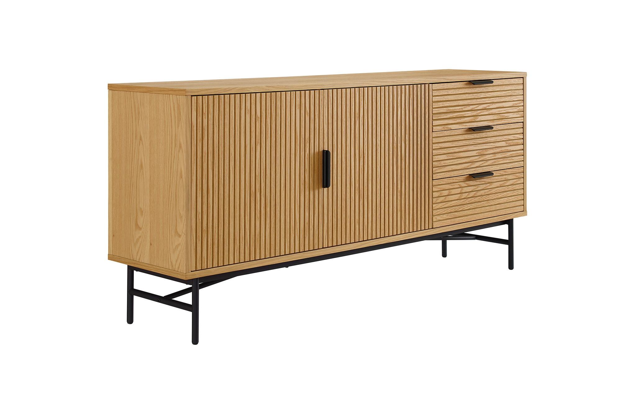 Sideboard Schwarz, Eiche Dekor B: 160cm - Eichefarben/Schwarz, Design, Holz/Holzwerkstoff (160/75/40cm) - Livetastic