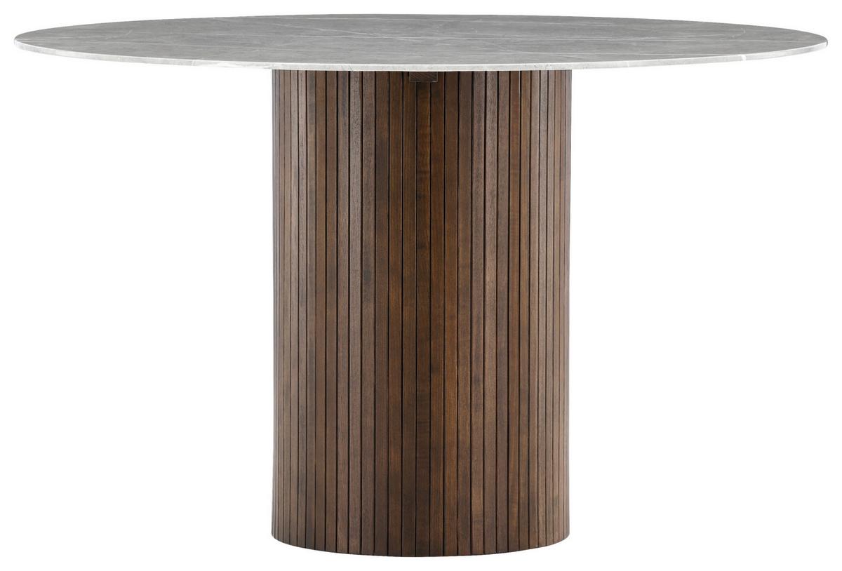 Esstisch Härön - Dunkelgrau/Braun, Design, Glas/Holz (120/120/74cm) - Livetastic