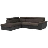 Ecksofa Mit Schlaffunktion Und Bettkasten Antero Dunkelbraun - Chromfarben/Dunkelbraun, Design, Textil (216/262cm) - Livetastic