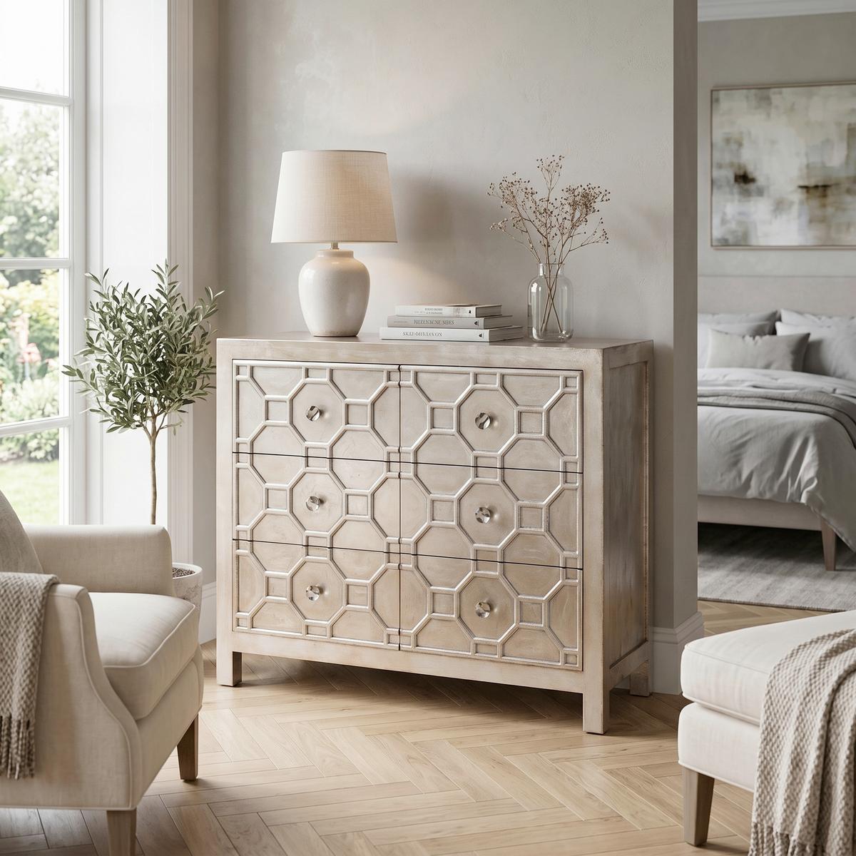 Kommode 108 cm Alhambra, Silberfarben - Silberfarben, Trend, Holzwerkstoff (108/88/38cm) - Kare-Design