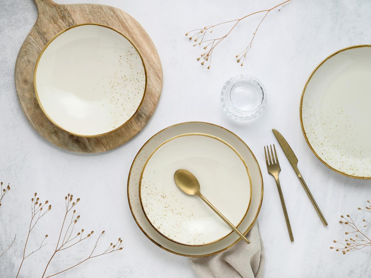 Tafelservice 8--Teilig. Steinzeug, creme - Creme, Basics, Keramik - Creatable