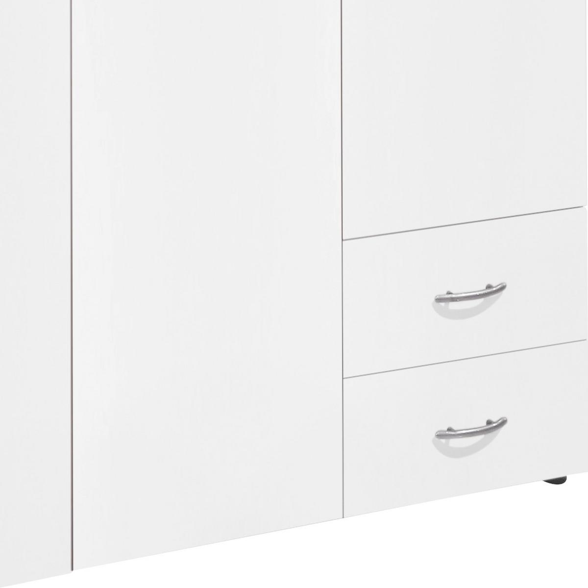 Drehtürenschrank+ Schubladen B: 121 cm Base 3, Weiß - Eichefarben/Weiß, Design, Holzwerkstoff (121/177/52cm) - Carryhome