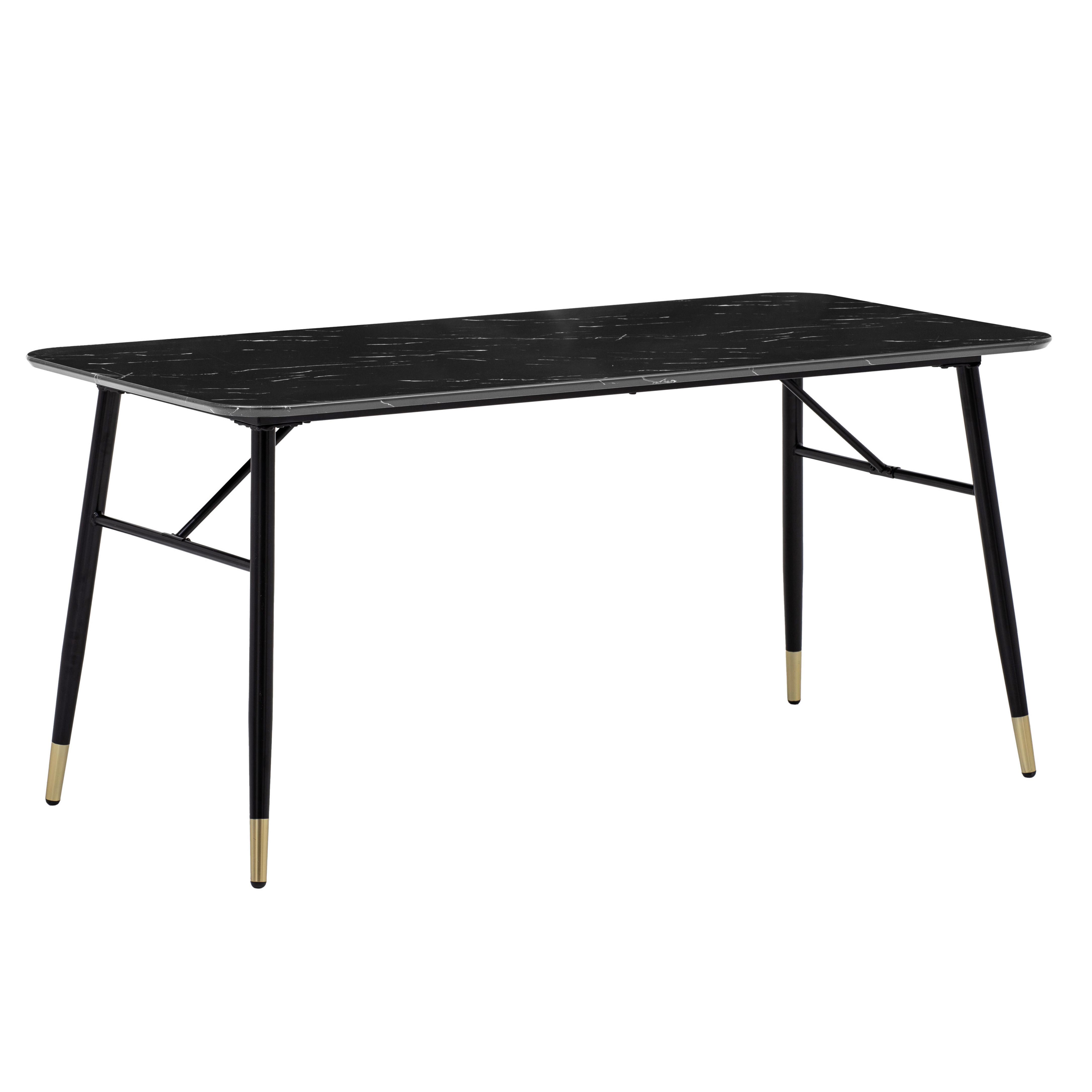 Esstisch Schwarz B: 140 cm - Goldfarben/Schwarz, Design, Holzwerkstoff/Metall (140/80/76cm) - MID.YOU