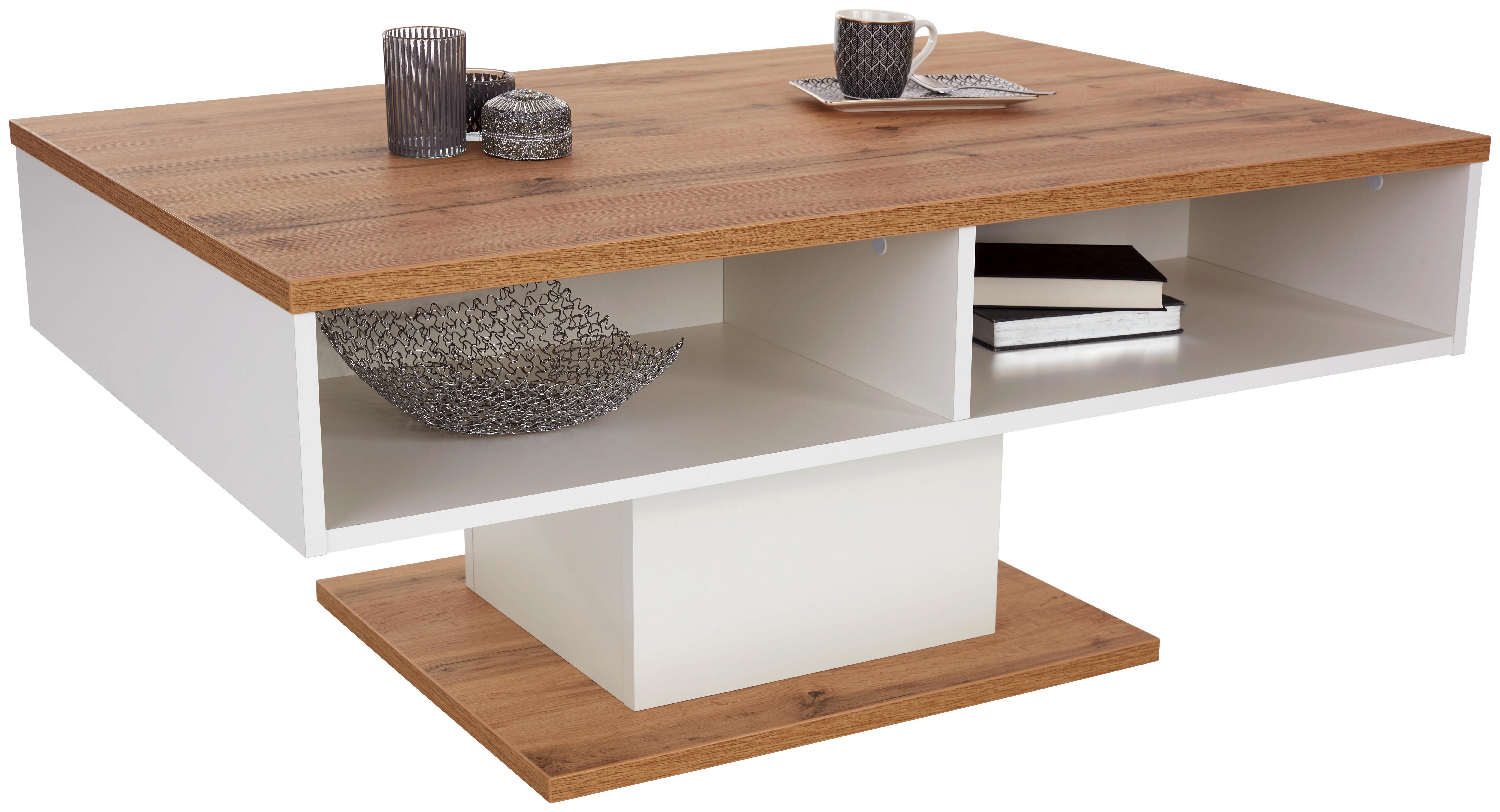 Dohányzóasztal Ibiza - Tölgyfa/Fehér, modern, Faalapú anyag (115/47/65cm)