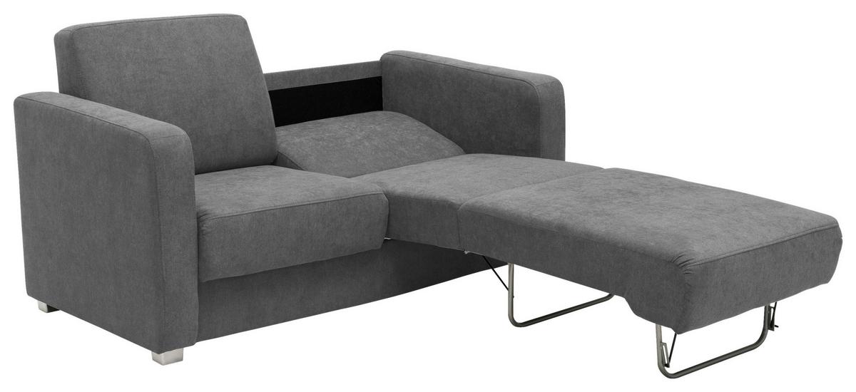 2-sitzer-sofa Mit Schlaffunktion Mia Grau - Chromfarben/Grau, Basics, Textil (159/88/87cm) - Livetastic
