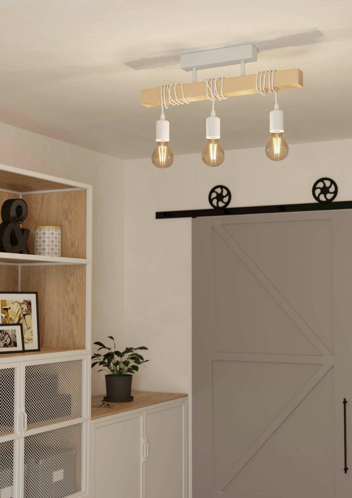 Deckenleuchte 33166* Townshend - Braun/Weiß, Natur, Holz/Metall (55/10,5/26,5cm) - Eglo