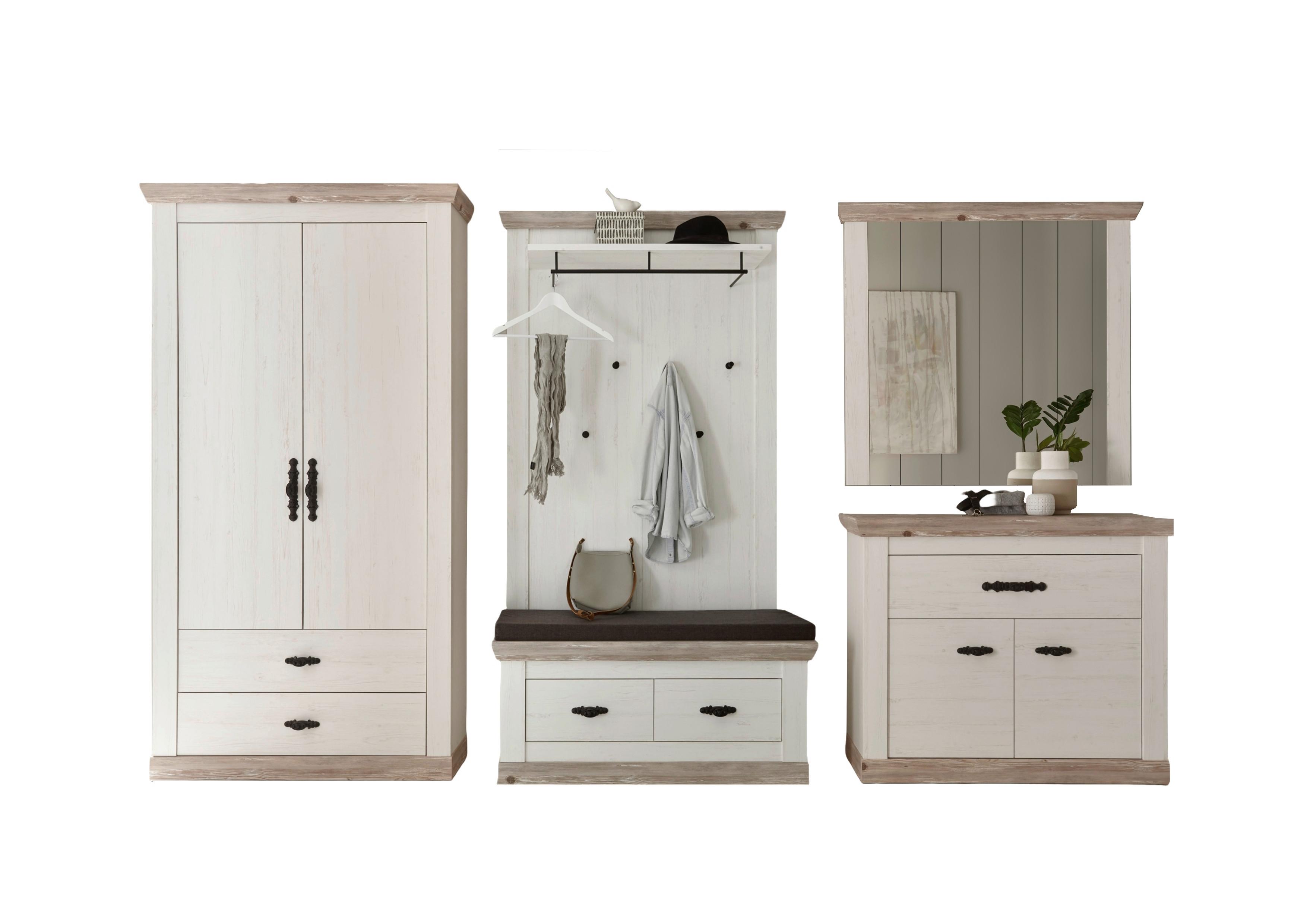 Garderobe Florenz Pinienfarbe/Hellbraun 341cm - Hellbraun/Pinienfarben, Design, Holzwerkstoff (341/201/45cm) - MID.YOU