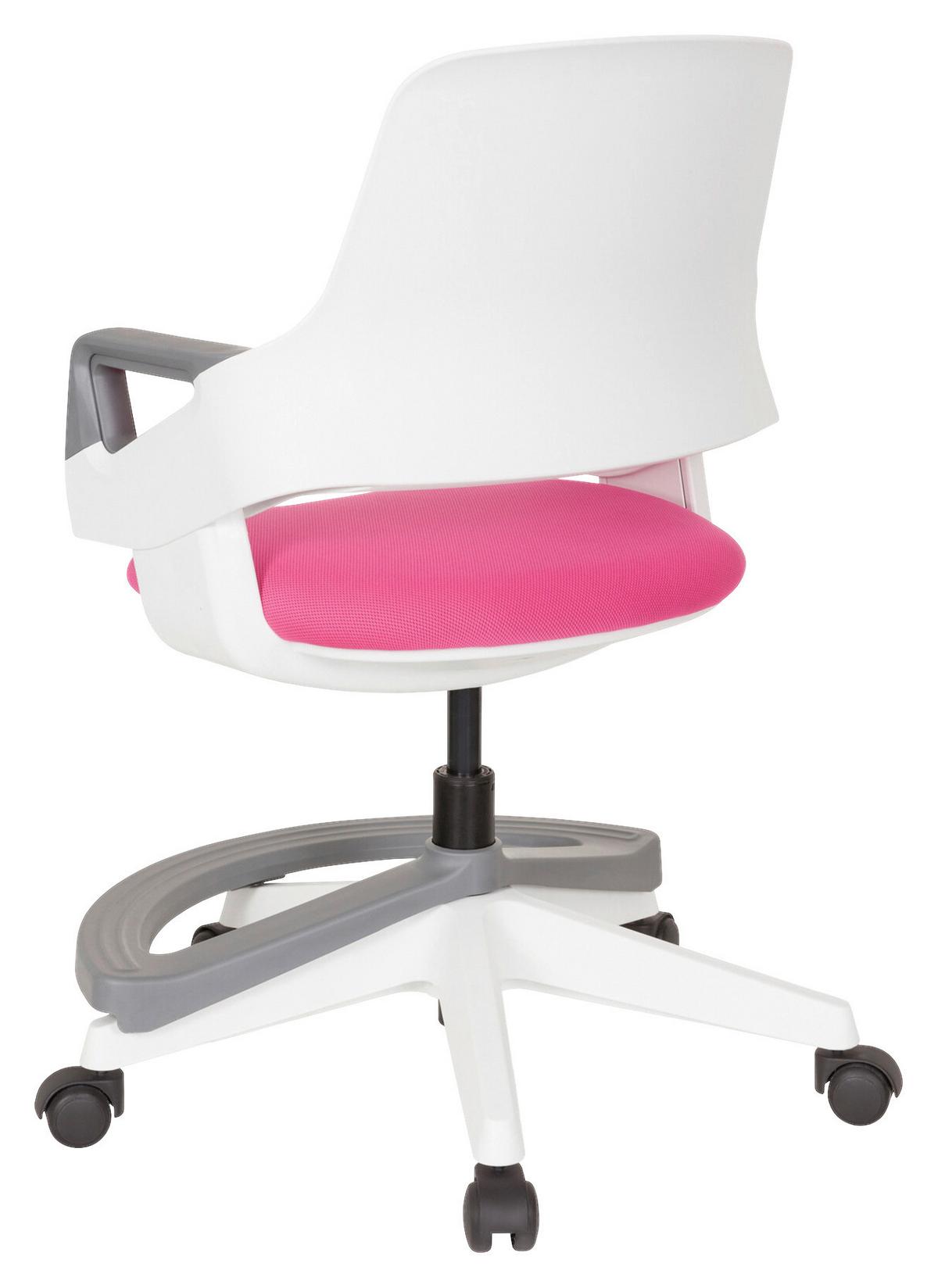 Jugenddrehstuhl Kid Flex Mit Armstützen Pink Bis 70 Kg - Pink/Weiß, Basics, Kunststoff (53/80-93/60cm) - MID.YOU