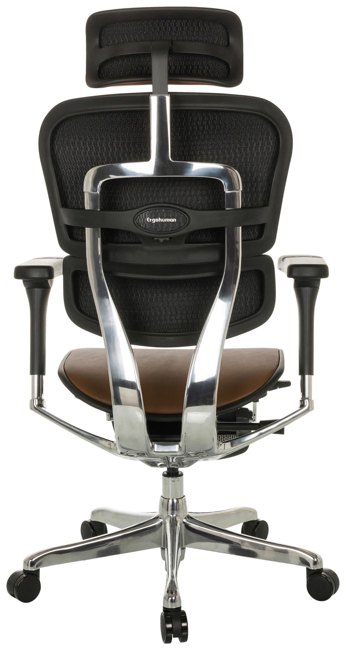 Drehstuhl Ergohuman Plus Braun B: 76 Cm - Silberfarben/Schwarz, MODERN, Leder/Kunststoff (76/119 - 138/64cm) - MID.YOU