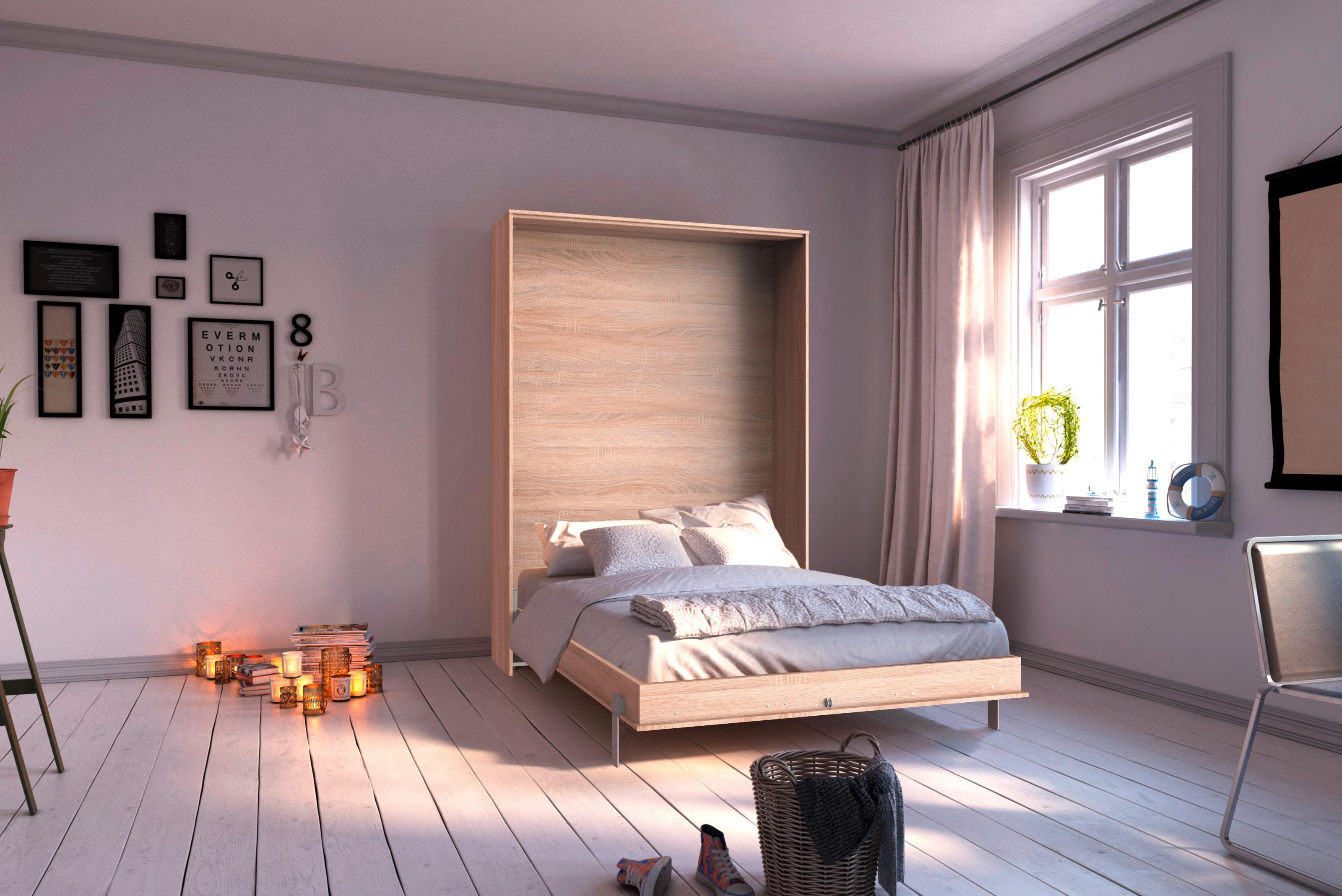 Schrankbett mit Lattenrost 140x200 cm Juist Eiche Dekor - Eichefarben, KONVENTIONELL, Holz/Holzwerkstoff (140/200cm) - MID.YOU