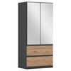 Drehtürenschrank Costa Grau Eiche Artisan Dekor - Eiche Artisan/Grau, MODERN, Holzwerkstoff (91/197/54cm) - Rauch Möbel