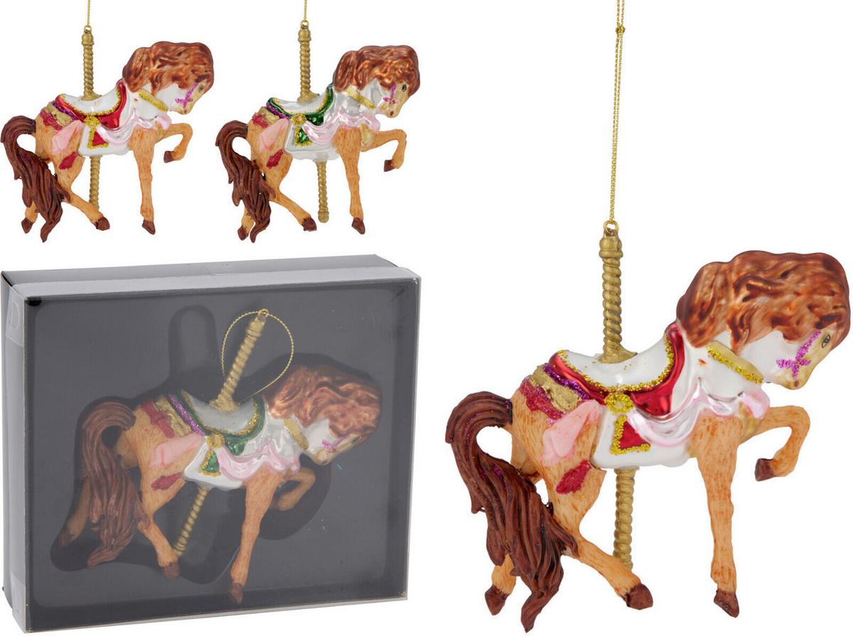 Vianočná ozdoba HORSE HANGDECO - zelená/červená, Basics, sklo (12.3/3.8/1.15null)
