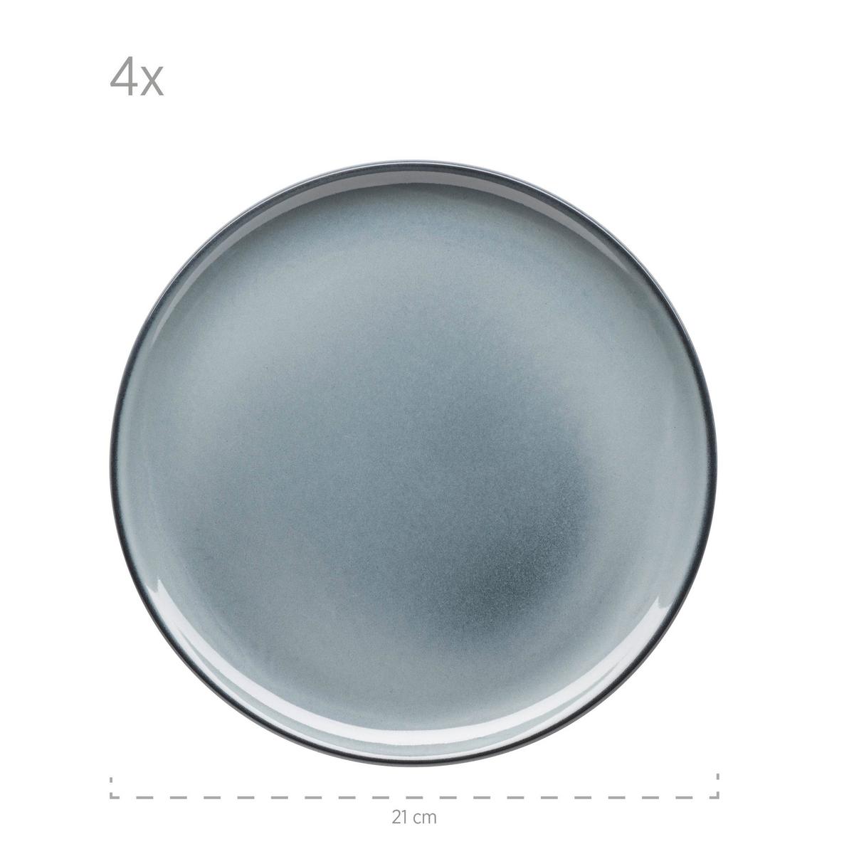 Frühstücksservice Livio 4 Personen Geschirr Set - Blaugrau, Basics, Keramik - Mäser