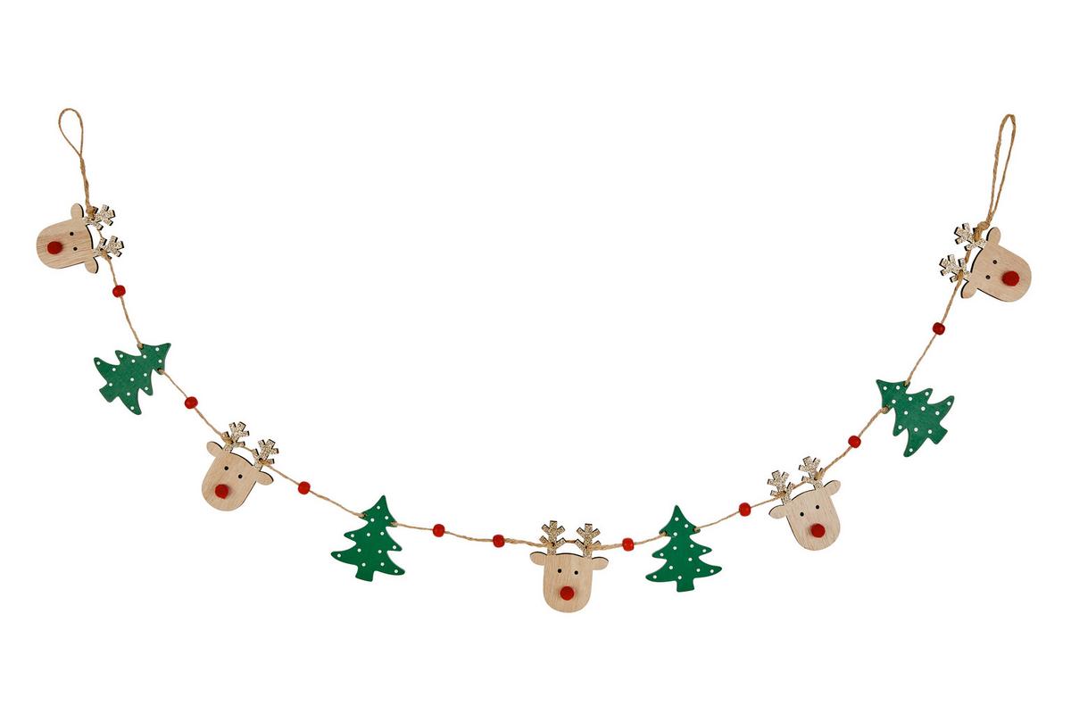 Girland Robin - barna/piros, Basics, természetes anyagok/fa (115cm) - Ondega