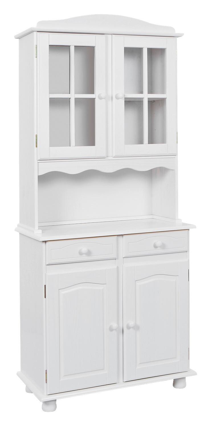 Kredenz Valencia B: 88 cm Echtholz Weiß 4-Türig