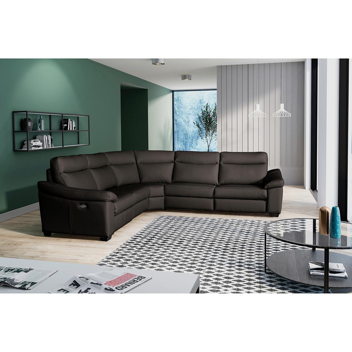 Ecksofa Dakar Braun B: 299x299 Cm - Schwarz/Braun, Design, Leder (299/299cm) - Livetastic