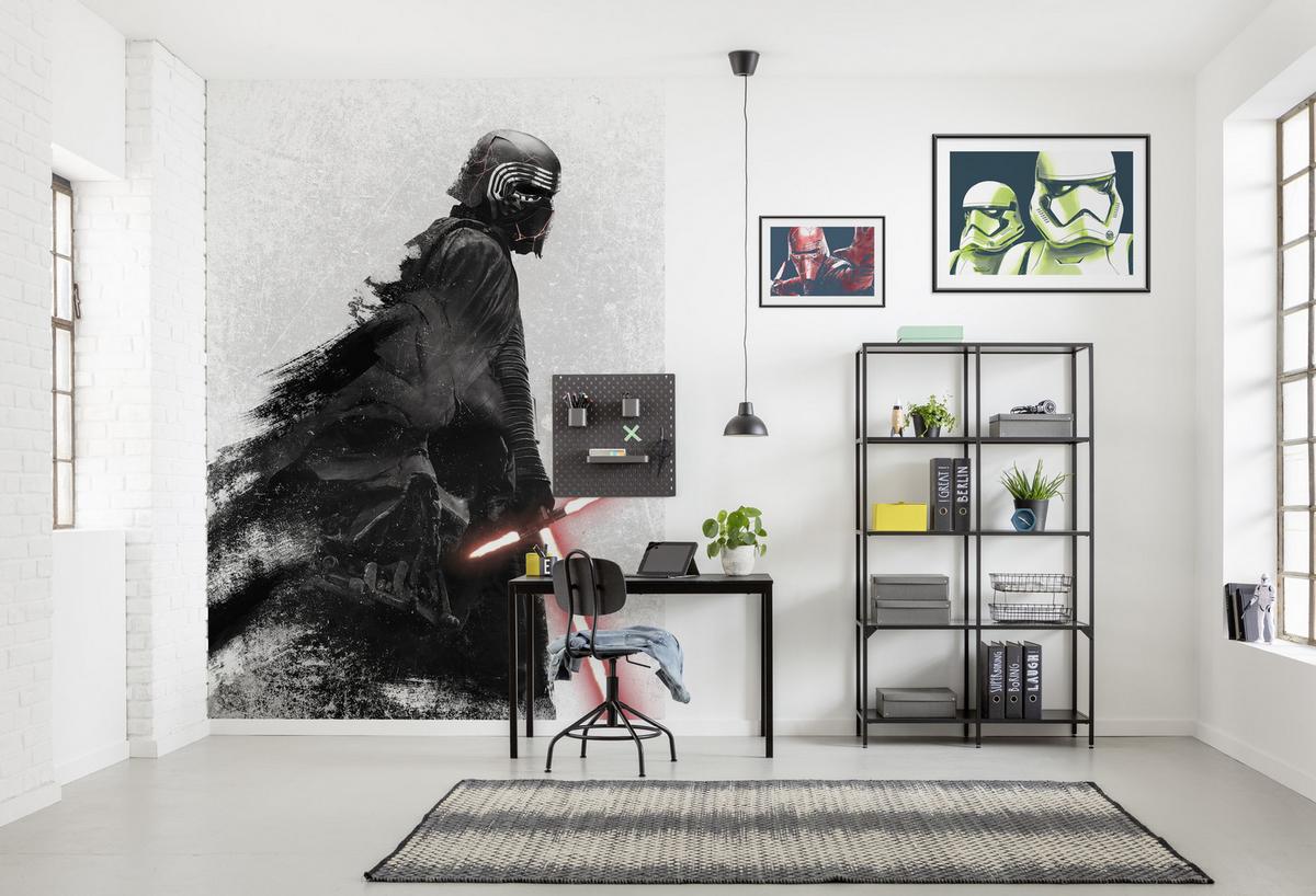 Fototapete Star Wars Kylo Vader Shadow - Schwarz/Weiß, Trend, Textil (200/280cm)