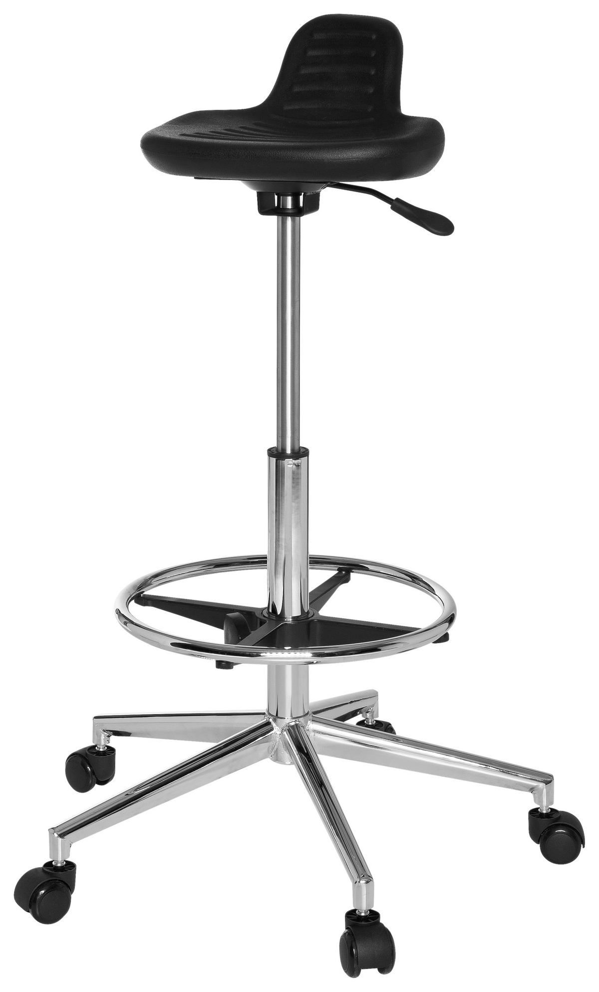 Bürohocker Top Work 03 Schwarz Bis 100kg - Chromfarben/Schwarz, MODERN, Kunststoff/Metall (32/74/35cm) - MID.YOU